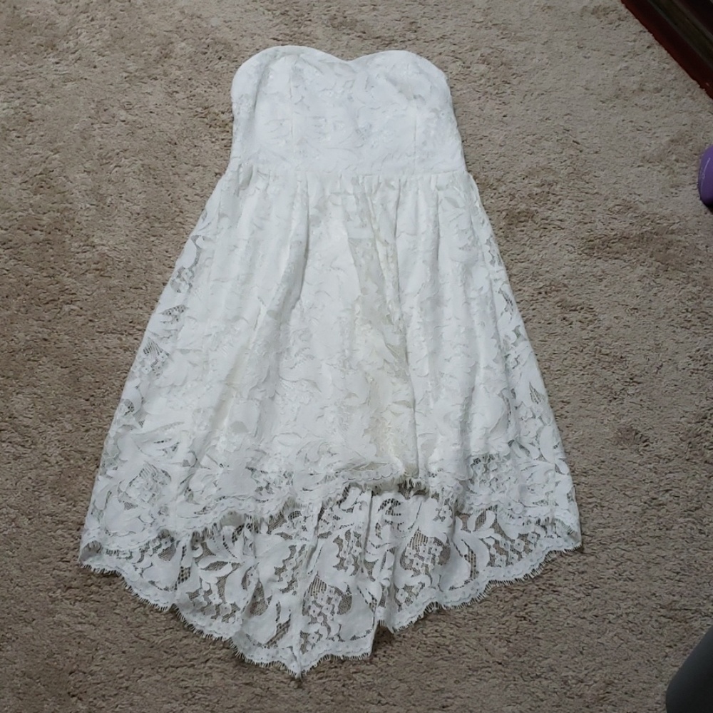 Bridal Shower Strapless White Lace Dress